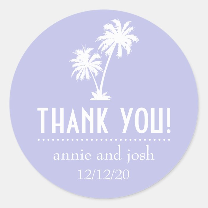Palm Tree Thank You Labels (Violet Purple) Stickers
