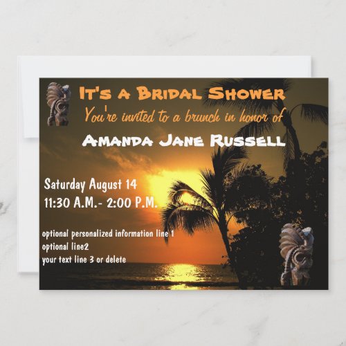 Palm Tree Tiki Bridal Shower Brunch Invitation
