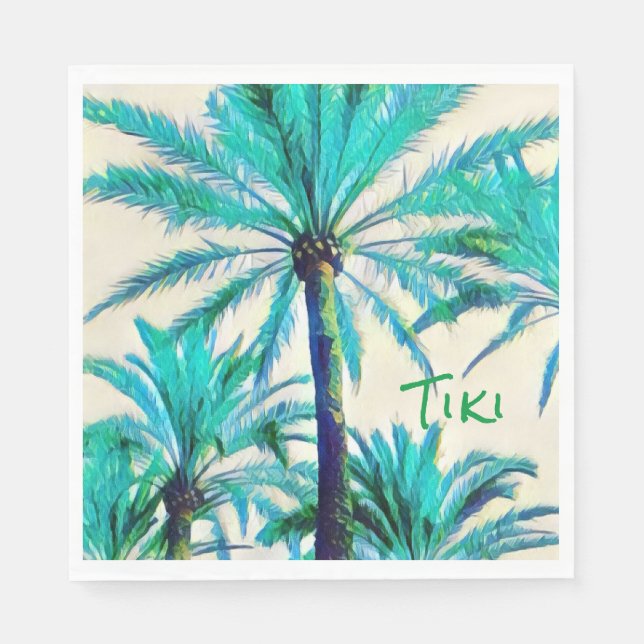 palm tree tiki luau party napkins (Front)