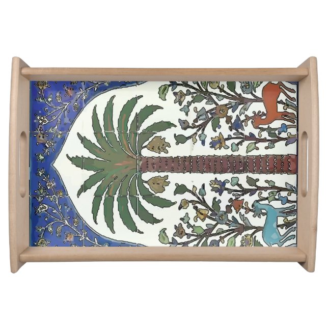 Palm Tree Tile Mural, Persian Look Serving Tray (Front)