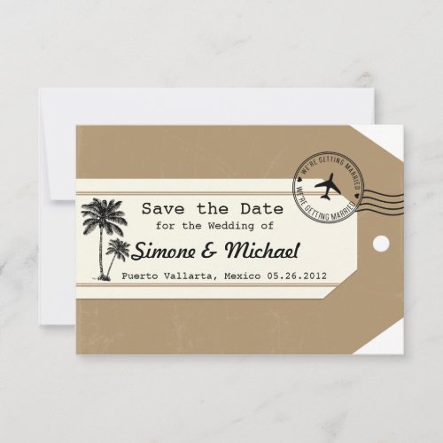 Palm Tree travel theme Luggage Tag Save the Date