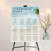 Palm Tree Tropical 12 Tables Wedding Seating Chart