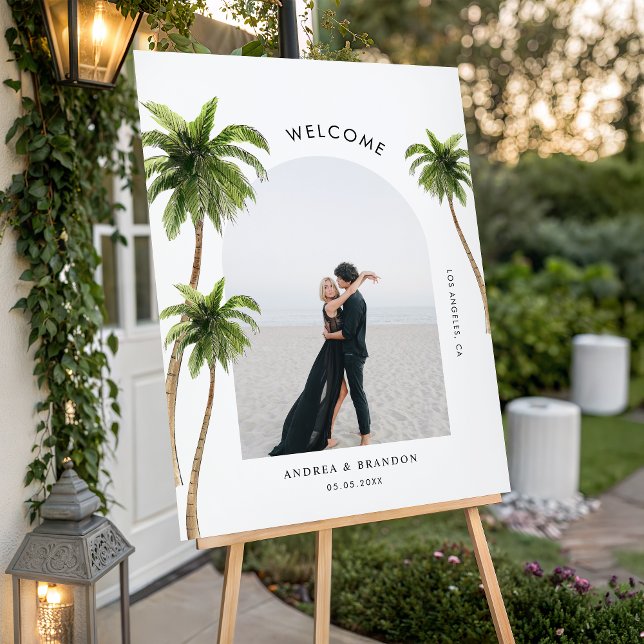 Palm Tree Tropical Arch Photo Wedding Welcome Sign (Creator Uploaded)