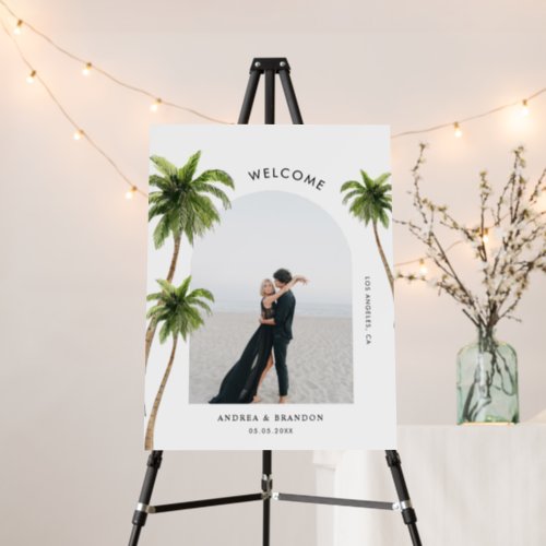 Palm Tree Tropical Arch Photo Wedding Welcome Sign
