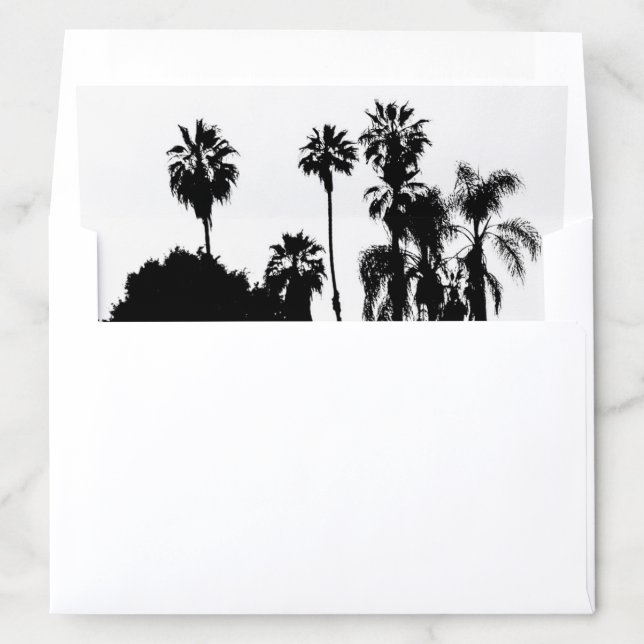 Palm Tree Tropical Beach Black and White Envelope Liner (In Envelope)