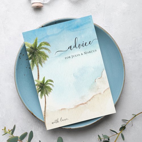 Palm Tree Tropical Beach Destination Wedding Advice Card