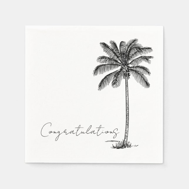 Palm Tree Tropical Beach Minimal Congratulations Napkins (Front)