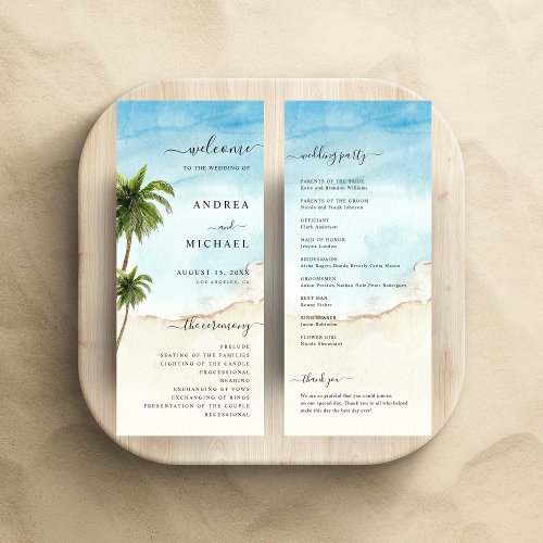 Palm Tree Tropical Beach Ocean Destination Wedding Program