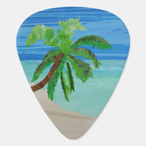 Palm Tree Tropical Beach Painted Turquoise Ocean Guitar Pick