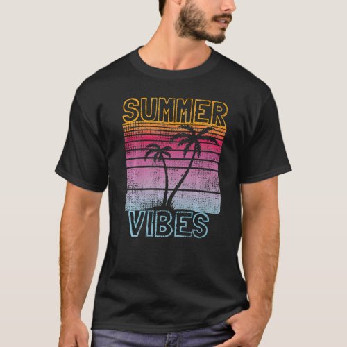 Palm Tree Tropical Beach Party Vintage Retro Summe T_Shirt