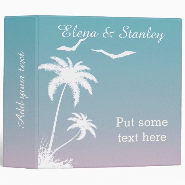Palm tree tropical beach wedding planner binder (Front/Spine)
