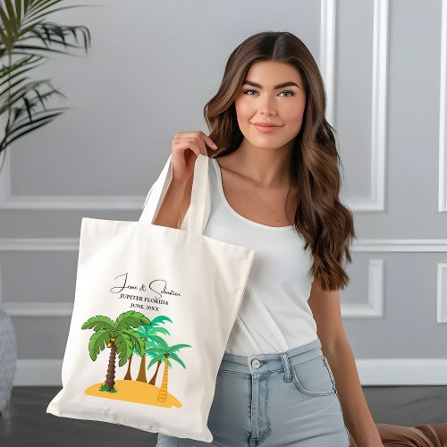 Palm Tree Tropical Beach Wedding Welcome  Tote Bag