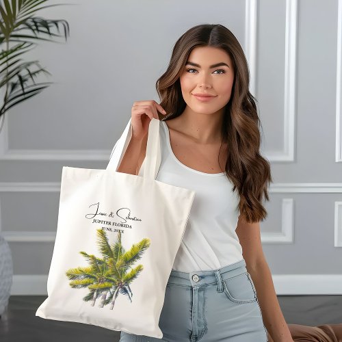 Palm Tree Tropical Beach Wedding Welcome  Tote Bag