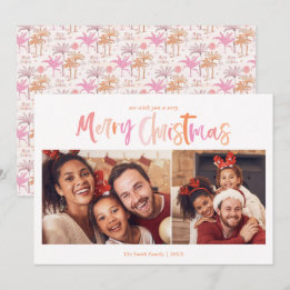 Palm Tree Tropical Christmas Photo Holiday Card