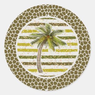 Palm Tree Tropical Classic Round Sticker