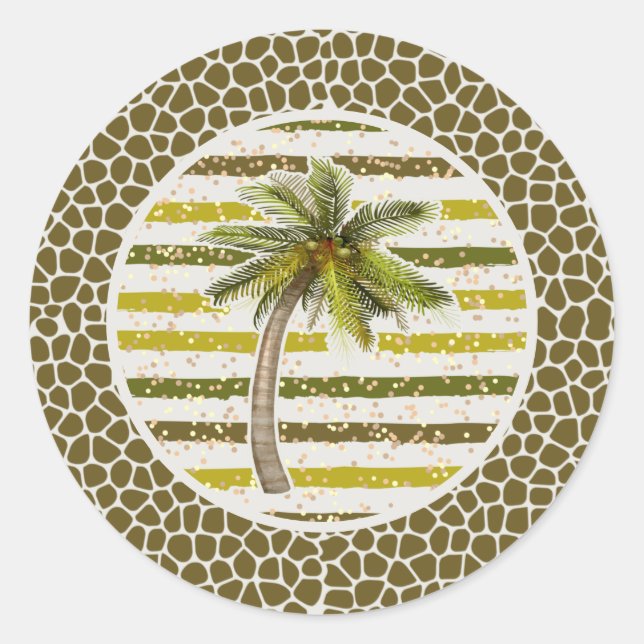 Palm Tree Tropical Classic Round Sticker (Front)