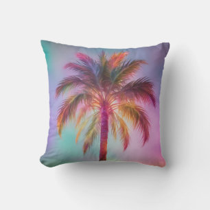 Palm Tree Tropical Colorful Throw Pillow