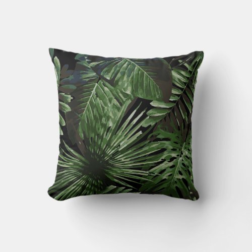 Palm Tree Tropical Cushion Black