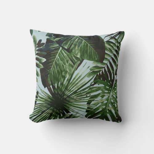 Palm Tree Tropical Cushion Blue