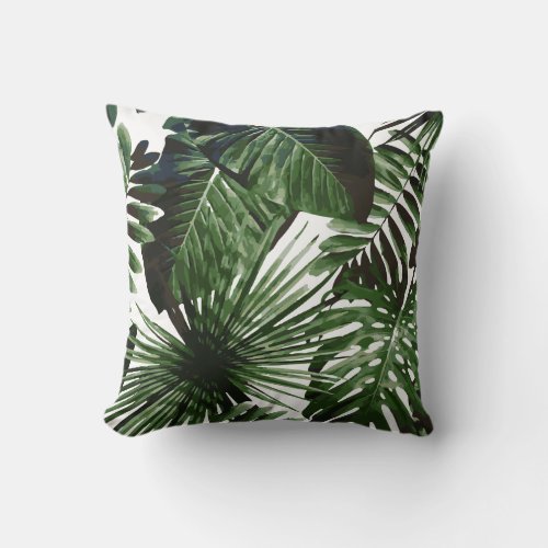 Palm Tree Tropical Cushion White and Green