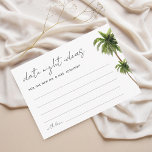Palm Tree Tropical Date Night Ideas Bridal Shower Enclosure Card