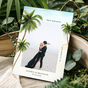 Palm Tree Tropical Destination Ocean Beach Wedding Save The Date