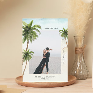 Palm Tree Tropical Destination Ocean Beach Wedding Save The Date