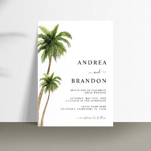 Palm Tree Tropical Destination Wedding All in One Invitation