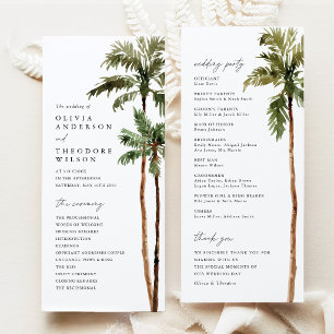 Palm Tree Tropical Destination Wedding Ceremony Program