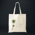 Palm Tree Tropical Destination Wedding Favor Tote Bag<br><div class="desc">Surprise your guests with these elegant tote bags,  featuring watercolor palm trees and editable details. Easily add your own details by clicking on the "personalize" option.</div>