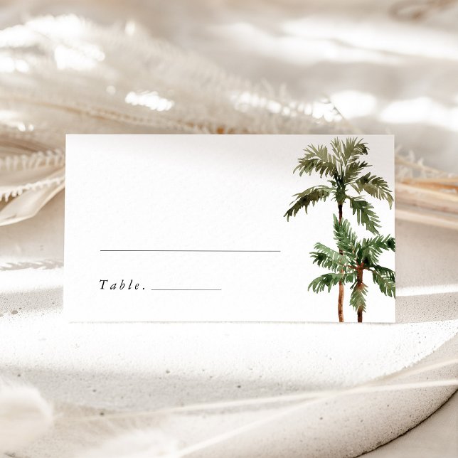 Palm Tree Tropical Destination Wedding Name Place Card (Tropical Wedding Place Card Palm Tree Escort Card Beach Destination Reception Seating Decor)