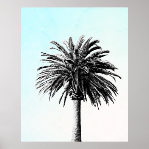 Palm Tree Tropical Elegant Blue Poster