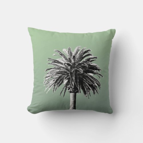 Palm Tree Tropical Elegant Green Black White Throw Throw Pillow