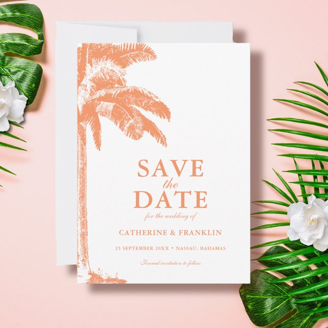 Palm Tree Tropical Elegant Wedding Save The Date (Creator Uploaded)