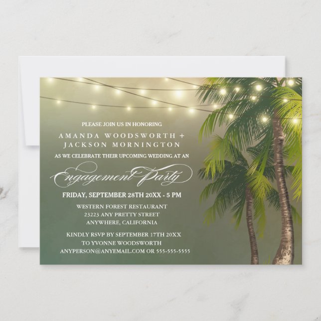 Palm Tree Tropical Engagement Party Invitations (Front)