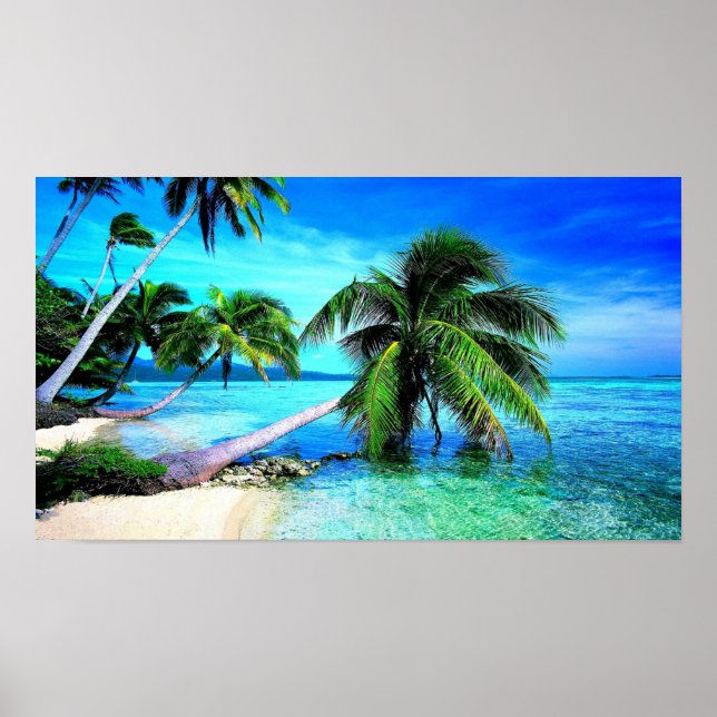Palm Tree Tropical Island Beach Poster (Front)
