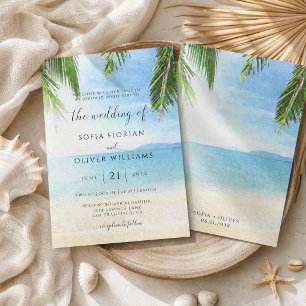 Palm Tree Tropical Island Beach Wedding Invitation