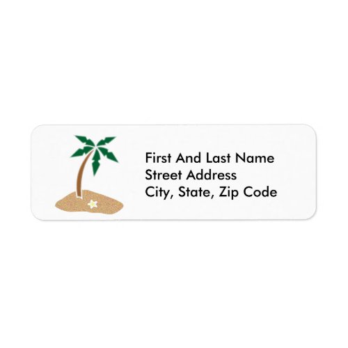 Palm Tree Tropical Island Fun Beach Travel Cartoon Label