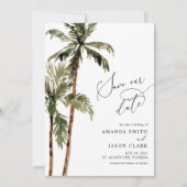 Palm Tree Tropical Island Minimal Beach Save The D Save The Date (Front)