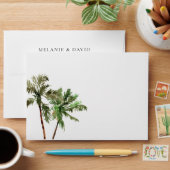 Palm Tree Tropical Island Minimal Beach Wedding Envelope (Desk)