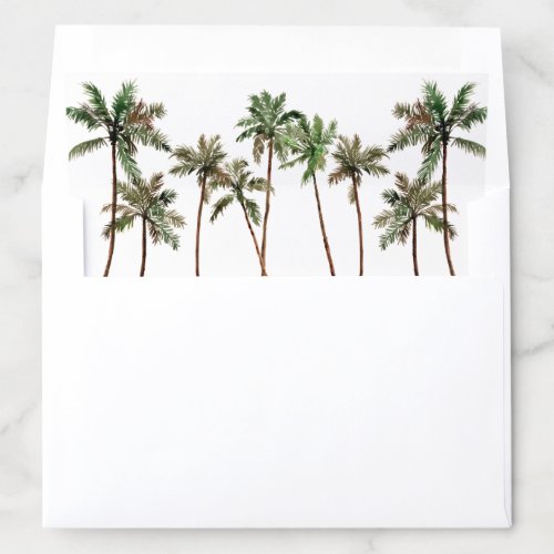 Palm Tree Tropical Island Minimal Beach Wedding Envelope Liner