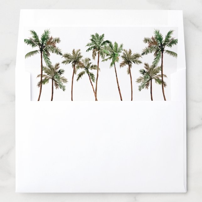 Palm Tree Tropical Island Minimal Beach Wedding Envelope Liner (In Envelope)