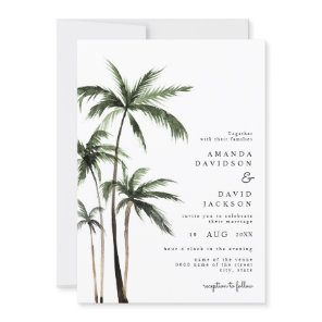 Palm Tree Tropical Island Minimal Beach Wedding In Invitation