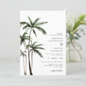 Palm Tree Tropical Island Minimal Beach Wedding In Invitation (Standing Front)
