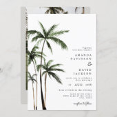 Palm Tree Tropical Island Minimal Beach Wedding In Invitation (Front/Back)