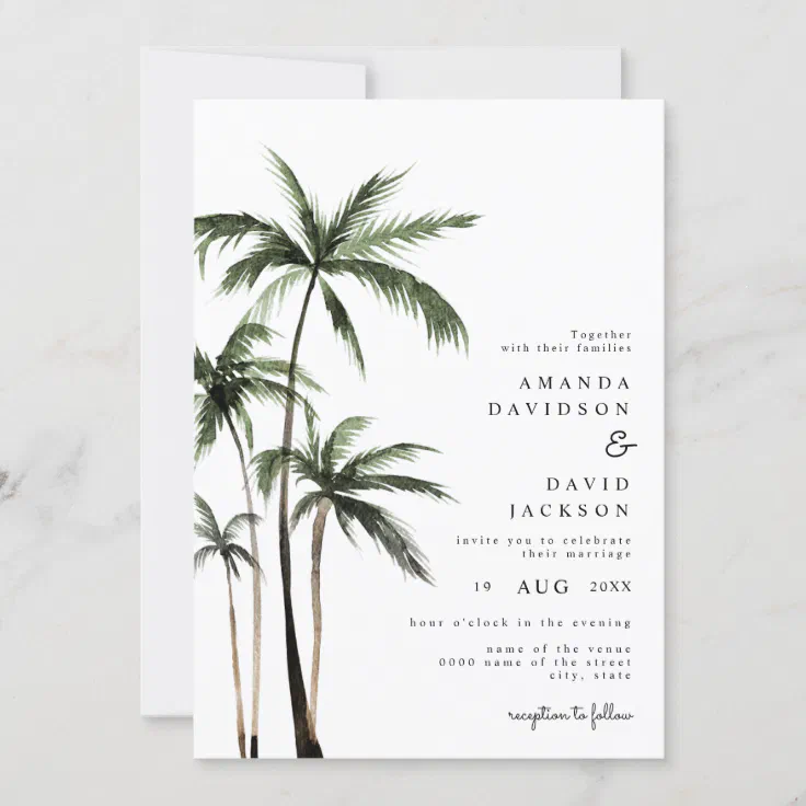 Palm Trees Tropical Wedding Advice Cards for the Newlyweds Beach Wedding 