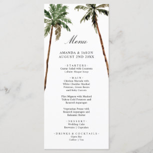 Palm Tree Tropical Island Minimal Beach Wedding Menu