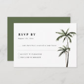 Palm Tree Tropical Island Minimal Beach Wedding RSVP Card (Front/Back)