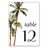 Palm Tree Tropical Island Minimal Beach Wedding  Table Number (Back)