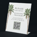 Palm Tree Tropical Island QR code Wedding Program Pedestal Sign<br><div class="desc">Palm Tree Tropical Island Minimal Beach Wedding QR code Wedding Program Pedestal Sign 
You can edit/personalize whole Template.
If you need any help or matching products,  please contact me. I am happy to create the most beautiful personalized products for you!</div>